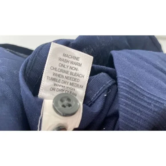 Banana Republic Dress Shirt Navy Classic Fit Guayabera Long Sleeve XL 17/ 17.5 - Picture 5 of 6